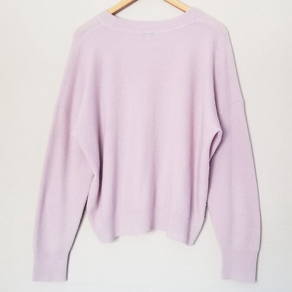 Madewell 100% Cashmere Sweatshirt XL Dusty Lavender Purple Waffle Knit SOFT $158 - Picture 16 of 16